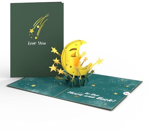 Lovepop® 3D Pop-Up Karte Love You to the Moon and Back Grußkarte zum Valentinstag, Jahrestag oder Hochzeitstag | inkl. Umschlag & Versteckfach für Geld & Gutscheine