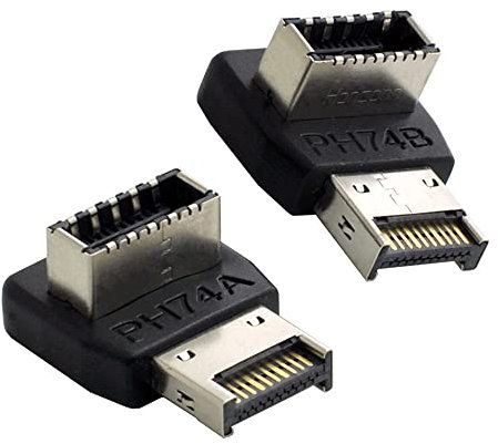 NFHK 2pcs Overmold USB 3.1 Front Panel Header Male to Female Type-E Motherboard Extension Data Adapter