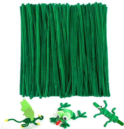 G2PLUS 200 Stück Grün Pfeifenreiniger, 6mm Pfeifenputzer zum Basteln, Chenilledraht 30CM Plüschdrähte Biegeplüsch Weihnachten Pfeifenreiniger Set für Kinder Zum Basteln und Dekorieren
