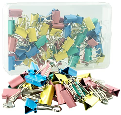 Foldback Klammern, 60 Stück Foldback-Klammern Büroklammern Foldback Klemmen Klammer Vielzweckklammern Papier Bunte Metall Binder Clips Papierklammern für Fotos Notizen Briefpapier Bürobedarf, 19mm