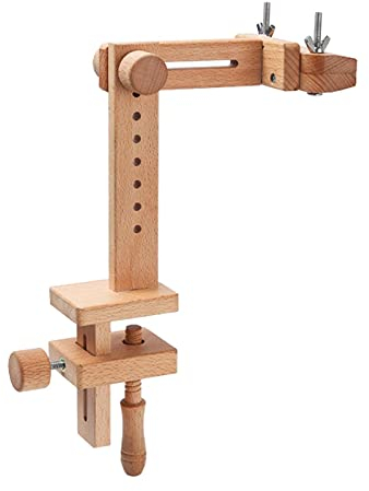 zalati Embroidery Hoop Table Stand Rotated Wooden Holder with Clamp for Cross Stitch DIY Craft Sewing Needlework - Bend