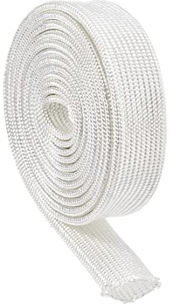 PATIKIL 3.3Ft-10mm Isolamento Treccia Manicotto, Alto TEMP Fibra Vetro Manicotto per Elettrico Protezione Bianco