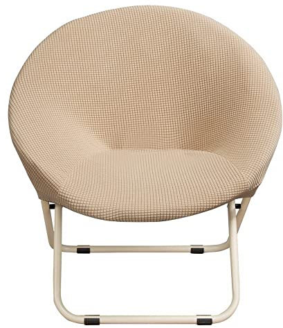 1PC Couverture de Chaise de Soucoupe Ronde Spandex Housse de Chaise Lune Sauce Protecteur de Chaise Housses de Chaise de Camping Rondes, Beige