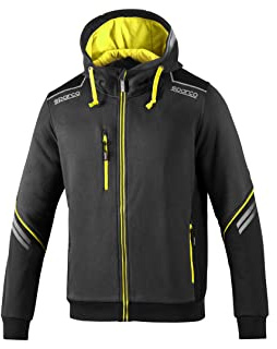 sparco Sweatshirt mit Kapuze, Marke Modell Sweatshirt mit Reißverschluss und Kapuze, TW, Größe XXL, Grau/Neongelb