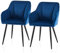 TUKAILAI Esszimmerstühle 2er Set aus Samt,Küchenstuhl Polsterstuhl Armlehnstuhl mit Armlehnen,Rückenlehnen,weiche Sitzpolster,Metallbeinen,Modern Sessel für Küche Esszimmer Wohnzimmer,Blau