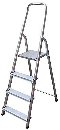 PROREGAL Metal Single Giraffe Einseitige-Aluminium-Bügelleiter | 5 Stufen | HxB 168x45cm | Leiter, Teleskopleiter, Trittleiter, Bockleiter, Sprossen-Doppelleiter, Stehleiter