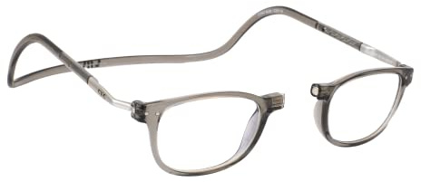 CliC Eyewear Lesebrille für Männer und Frauen - CliC Wallstreet XL Blue Block - Lesebrille mit magnetischem blauem Lichtschutz - TR90 Polyamid und Nylon - Flexible Brille (Grau, 2.0)