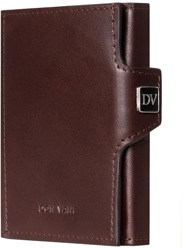 DON VANE Elite Pocket I Slim Wallet mit XL Münzfach I Mini Geldbörse Leder mit RFID Schutz I Kleines Karten Portemonnaie für Herren Damen I Kreditkartenetui Kartenetui I Geldbeutel flach Braun