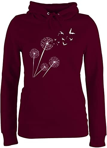Pullover Damen Hoodie Frauen - Sprüche Statement - Pusteblume Löwenzahn - XXL - Burgundrot - Hoodys mit Motiven Statement-Pullover Statements vögel Hoody sprüchen Blume Kapuze Aufschrift