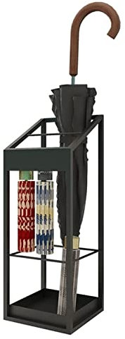 Wnota Porte Parapluie Support De Parapluie Carré en Métal Noir pour La Maison Porte-Parapluie De Décor D'entrée De Fer Moderne D'intérieur Et Extérieur Porte-Parapluie