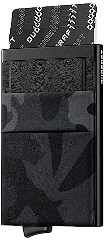 DUGRAFT Porte-Cartes Slim Pop-Up Wallet avec Poche d'argent Minimaliste RFID Blocage Le Porte Cartes de Crédit en Métal en Aluminium pour Hommes
