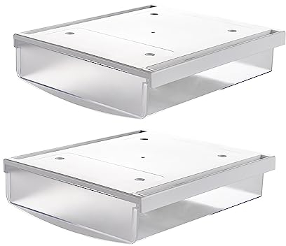 TUKA 2X 1,7L Unterschreibtisch-Schubladen 21x18x5,4cm, Selbstklebende Schubladen, Versteckte Unterbauschublade Aufbewahrungsbox unter Schreibtisch, Utensilien Stiftebox Matte Transparent 2er TKD8608
