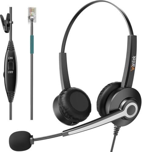 Wantek Kabelgebundenes Telefon-Headset Mono mit Mikrofon mit Geräuschunterdrückung für Avaya Aastra Allworx Adtran Alcatel Lucent AltiGen Comdial Digium Gigaset InterTel Mitel Plantronics MiVoice