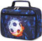 LEDAOU Bolsa térmica para el almuerzo para niños y niñas, 5 L, con cremallera, bolsa térmica para el almuerzo, bolsa térmica para el almuerzo, para escuela, senderismo, trabajo, Fútbol Negro Azul,
