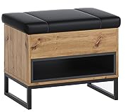 BETTSO-Schuhbank mit Sitzfläche - Schuhregal Bank mit Stauraum 62 x 50 x 40 cm Kleiner Schuhschrank mit Sitzbank Flur Bank Garderobenbank Olivier (Eiche Artisan+Schwarz)