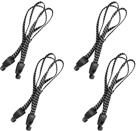 4 Pezzi Corda Elastica con Gancio 3 in 1 Cinghie Elastiche Moto Adatto per Bici Moto Portapacchi,Auto Elettrica,Casco da Motociclista,64.5CM(Nero)