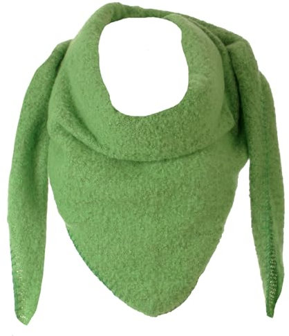 stylx Damen Schal XXL Dreieck mit Blumenmuster 3-Eck Schneeflocke Warm Weich Strickschal Karo Winterschal Herbstschal Wolleschal Frauen Deckenschal Halstuch Scarf Poncho Cape (UNI grün)