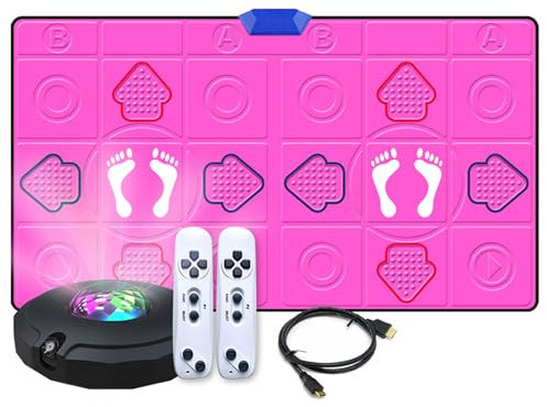 BDJSN Drahtlose Doppeltanzmatte, Somatosensorische Spieldecke Für Zu Hause, Multifunktionale Faltbare Yogamatte, Mit AR-Kamera, 2 Controllern, Spiele Für Kinder, Erwachsene, Ältere Menschen