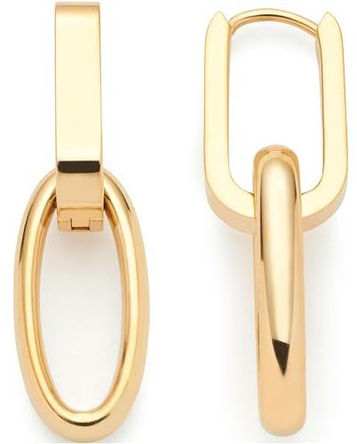JEWELS BY LEONARDO Kreolen Mathilde 1 Paar • Ohrhänger aus goldfarbenem Edelstahl • abnehmbare Kettenglied-Anhänger • Chunky Chain Look • Schmuck Geschenk für Frauen • 024268