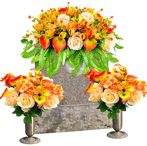 FLOWERIA Grabstein Blumensattel für Friedhof 5
