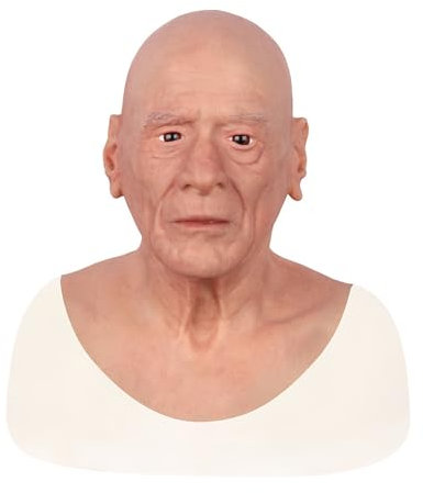 Oppaionaho Maschera maschile in silicone Copricapo da uomo anziano Maschera realistica per testa maschile completa Travestimento Film Halloween (#01,Dis)