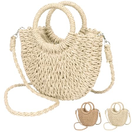 Zercart Straw Beach Bag Beige for Women Hand woven Tote Bag, Summer Beach Handbag Woven Handmade Shoulder Bag with Tassel, Top Handle Handbag Straw Purse for Women Girls Shopping Travel Daily Use