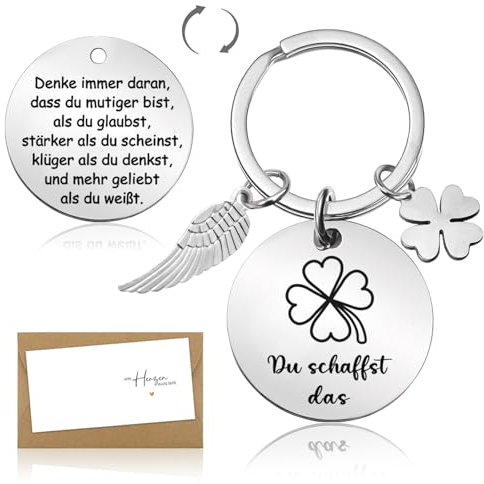 Kleine Geschenke für Adventskalender Kinder Frauen, Glücksbringer Schlüsselanhänger, Du Schaffst Das Schutzengel Mutmacher Geschenk, Adventskalender Füllung Weihnachtsgeschenke für Frauen Kinder