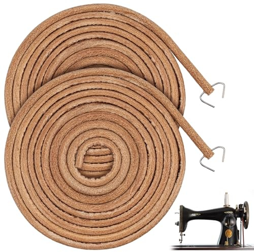 2 x Nähmaschinen-Gürtel, Ledergürtel für Nähmaschine, 183 cm, mit 6 mm Haken