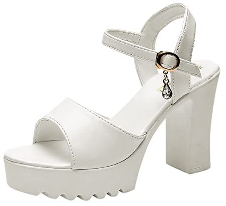 koperras Schuhe Keilabsatz Damen Casual Womens Breathable Lace Up Heels Schuhe Damensandalen Damen Schuhe Sommer Sandalen Modern (White, 37)