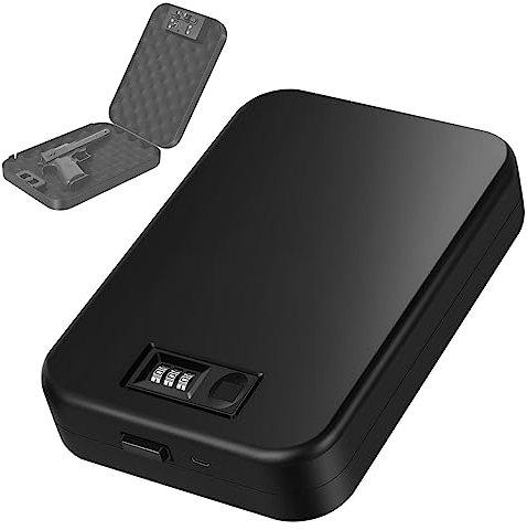 Mini Gun Safe, Tragbare Waffentresore für Pistolen, Schnellzugriff Pistolensafe, wasserdichte feuchtigkeitsbeständige Box Stahl Handfeuerwaffen Safe Handfeuerwaffen Box B