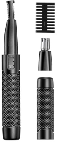 Manscaper Grooming Pen, Nose, Ear & Eyebrow Trimmer, Metalic Frame, Rinseable Heads, Snag Free, Men's Facial Hair Removal