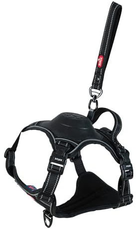 Zolux - Geschirr und Leine, integrierter Aufroller, XL, Schwarz, für Hunde, max. 77 kg