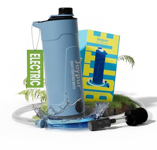 Joypur Filtro acqua elettrico bottiglia – 650 ML borraccia con filtro per attività all'aria aperta, bottiglia d'acqua portatile con filtro bottiglia con filtro per campeggio escursionismo