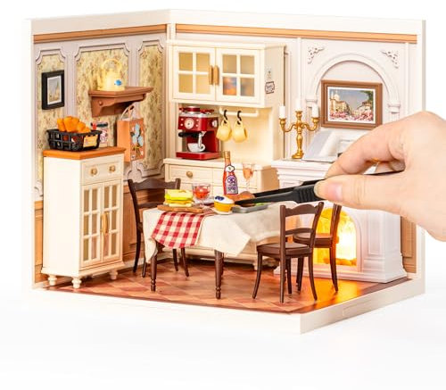 ROBOTIME Super Creator Casa delle Bambole con LED, Case in Miniatura da Costruire per Adulti e Bambini, Regali Creativi (Warm Dining Room)