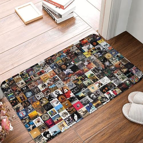 OOAHJEID Fußmatte für Badezimmer Hip Hop Bad Rutschfester Teppich Greatest Rap Albums 1986 2018 Schlafzimmermatte Eingangstür Fußmatte Wohnkultur Teppich