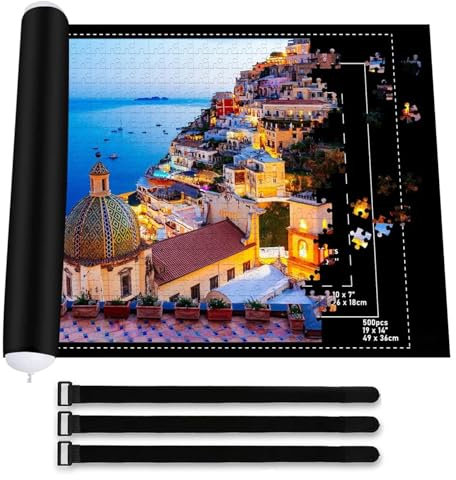 Puzzlematte, Puzzleteppich, Jigsaw Mat, mit bis 1000 1500 Puzzle Teile Puzzle Pad, Praktisches Zubehör zur Aufbewahrung von Puzzles（Schwarz）