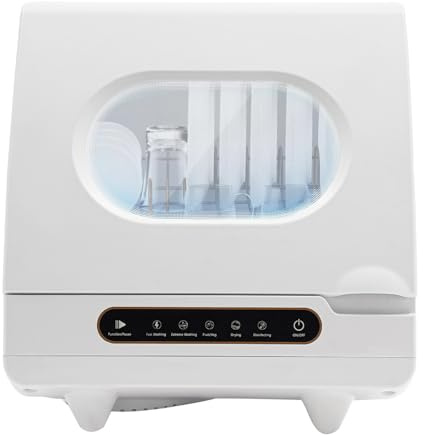 Portable dishwasher with integrated 5 litre water tank with 5 washing programs and 360° double spray for small apartments and motorhomes