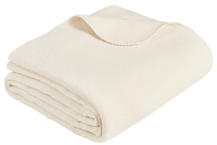Ibena Malaga Bio Wolldecke 150x200 cm – 100% Baumwolle, Made in Germany, Baumwolldecke wollweiß