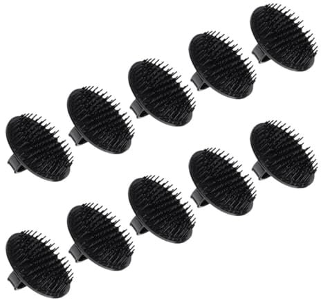 Warmhm Kopfhautmassagebürste Schuppenreinigungsbürste aus Kunststoff Schwarz 10 Stück-pack Ergonomisches Design Massagebürste Haare für Dusche und Zuhause für Männer und Kinder