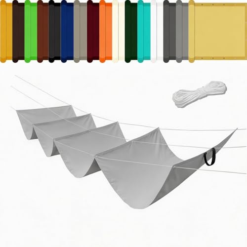 Einziehbare Welle Sonnensegel 130 x 300 cm HDPE Verstellbar Schattenabdeckung Uv-Schutz & Reißfest für Markise Terrasse Deck Hof Veranda Pavillon, Hellgrau