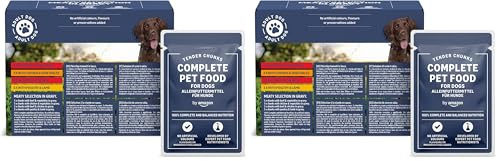 by Amazon Complete Wet Food for Adult Dogs, Meat Selection in Gravy, 1.2 kg (12 pouches of 100g) (Pack of 2)