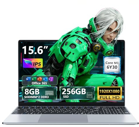 Txxren 15.6 Inch Laptop with Office 365, Core M3-6Y30 Processor 8GB RAM 256GB SSD, Notebook IPS 1920 x 1080P Win 11, USB3.0 * 2, Mini HDMI, Wi-Fi 5, BT4.2 Laptops Computer