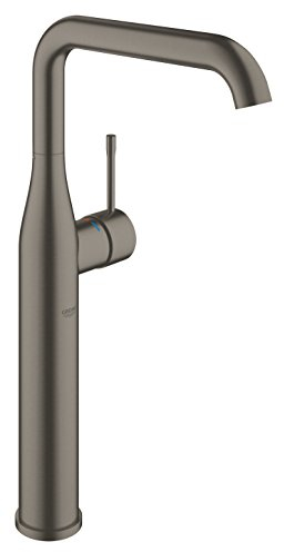 GROHE Essence, Waschtischarmatur hoch, wassersparend (Wasserhahn für das Bad, 36cm hoch, ideal für die Montage hinter dem Waschbecken, einfache Installation), anthrazit, 32901A01