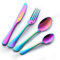 Buyer Star Rainbow Cutlery Set Stainless Steel Colorful Flatware Set 4pcs Dinnerware Iridescent Coloured Silverware Kitchen Utensil Set for 1 person
