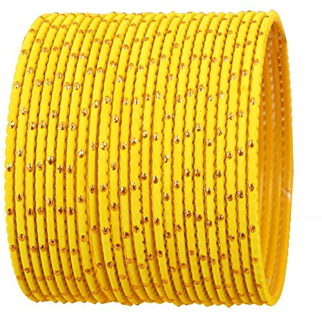 Touchstone Bunte Armreifsammlung indisches Bollywood exklusive spezielle Armreifarmbänder des Designerschmucks für Damen 2.75 Set 2 Gelb