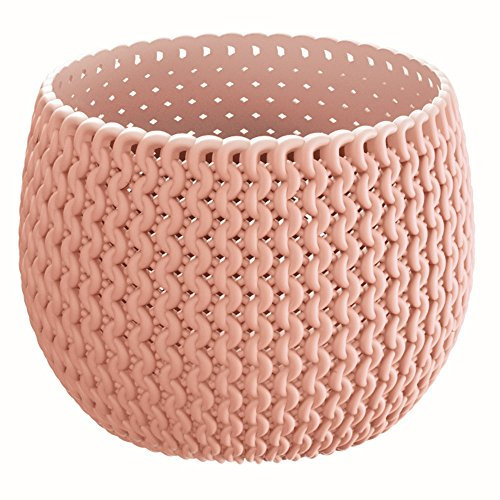 Pot de fleurs Splofy - Couleurs pastel - Motif tricot - Insert (180N, orange)