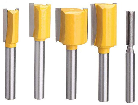 Eyech 5pc 1/4 Shank Woodworking Straight Router Bit -1/4 3/8 1/2 5/8 3/4 Radius Carbide-Tipped