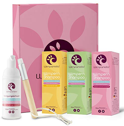 Wimpanista® Wimpernshampoo im 3er Set für die Wimpernpflege. Vanille, Ananas, Granatapfel. Ölfrei. Keine Parabene. 50ml. Made in Germany.