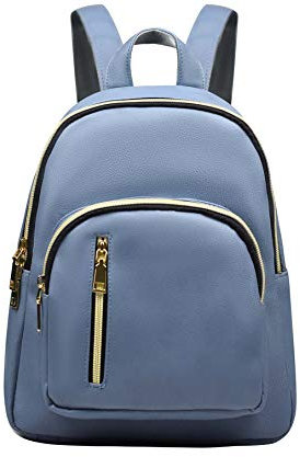 YANAIER Rucksäcke Damen PU Leder Tagesrucksack Schultaschen Reiserucksack Umhängetasche für Mädchen Rauchblau