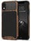 TENDLIN Kompatibel mit iPhone XR Hülle Holz und Carbon Fiber Leder Flexiblem TPU Silikon Hybrid Weiche Schutzhülle Kompatibel mit iPhone XR